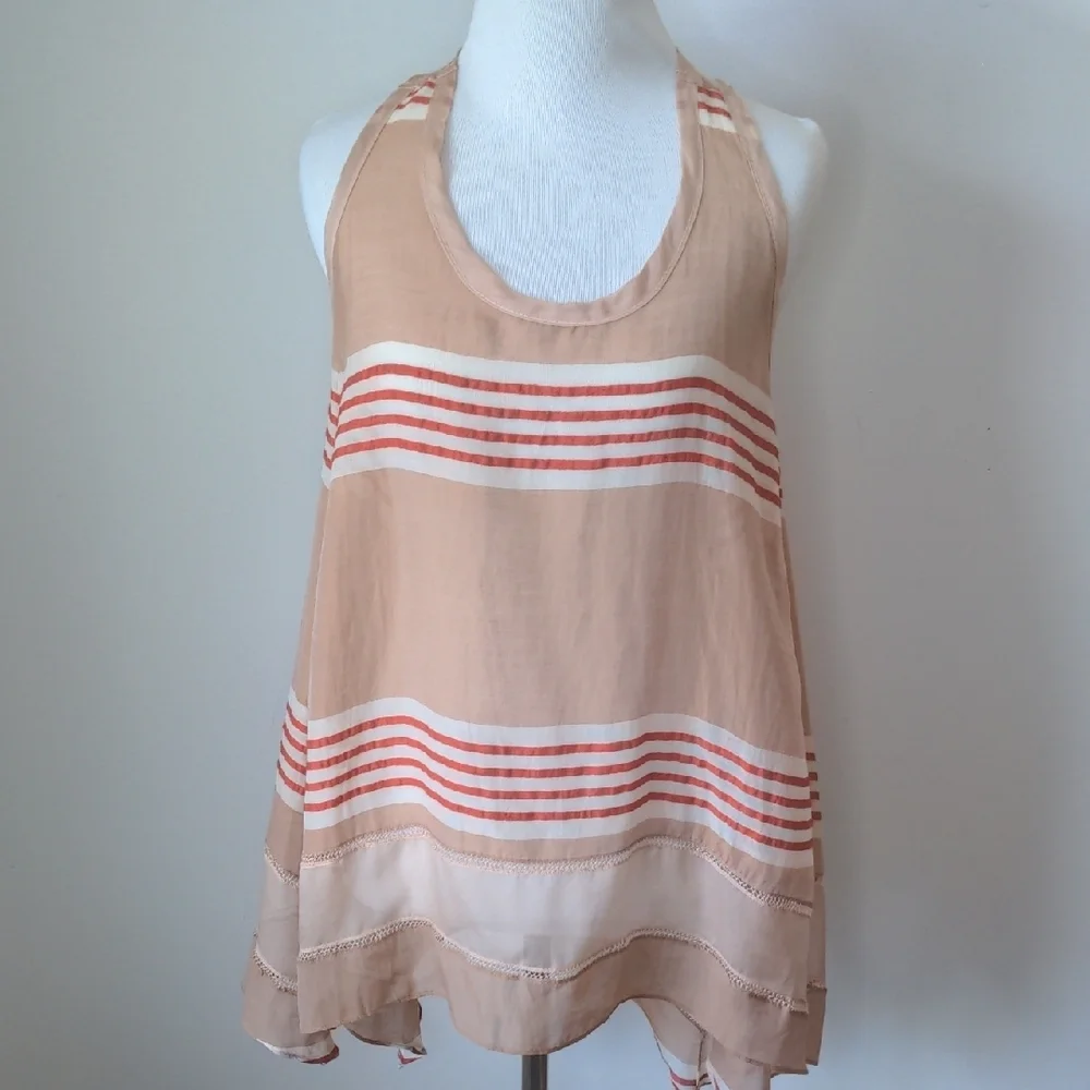 Rag & Bone Racerback Beige and Red Striped Tank Top 6